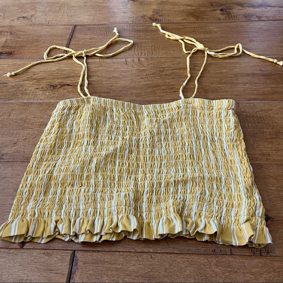 Pacsun Lottie Moss Yellow & White Striped Smocked Tank Top - Picture 3 of 8